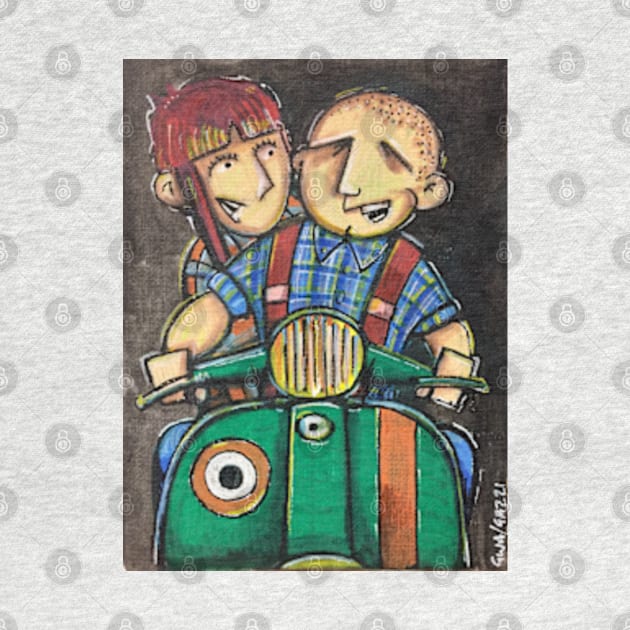 Retro Scooter, Classic Scooter, Scooterist, Scootering, Scooter Rider, Mod Art by Scooter Portraits